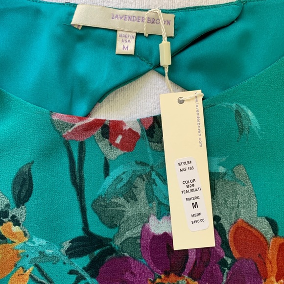 NWT Lavender Brown Floral Cut Out Back Dress - Picture 4 of 4